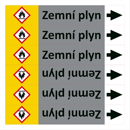 Značení potrubí ISO 20560, zemní plyn